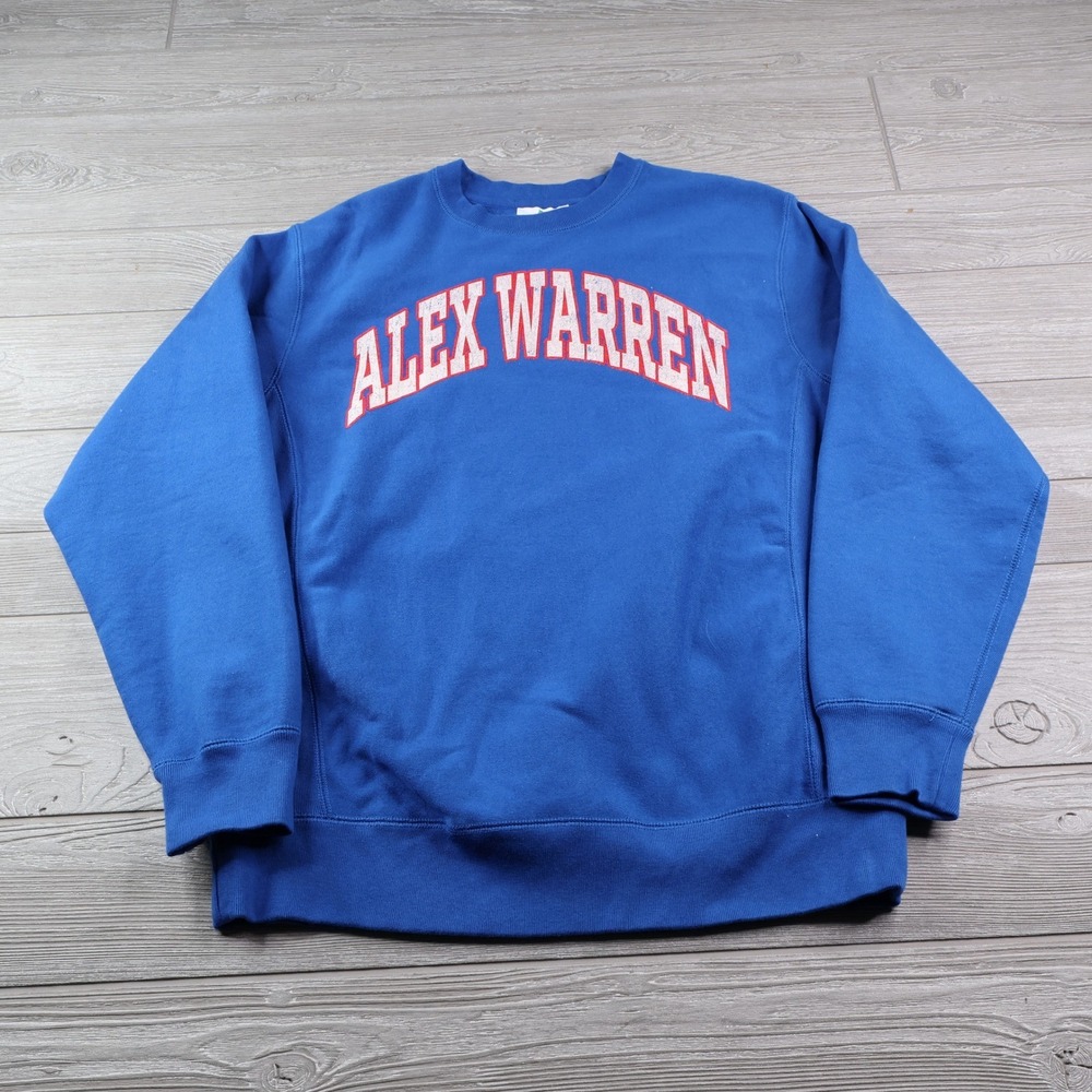 Alex Warren Collegiate Crewneck Sweatshirt Men's Medium Blue Fleece ITC